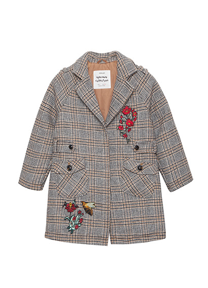 Girls’ Embroidered Woolen Coat